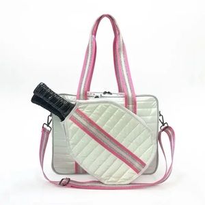 NEW white/pink stylish Puffer PICKLEBALL cover paddle  bag